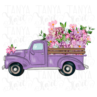 Sublimation Design | Purple Floral Truck