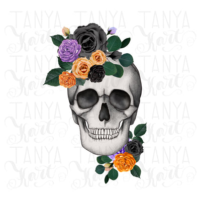 Halloween Sculls | Scull With Flowers | Sublimation Graphics