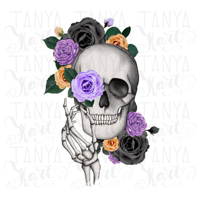 Scull With Flowers, Sublimation Graphics