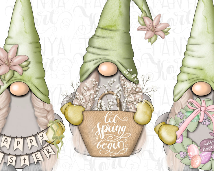 Trio Gnomes Png | Sublimation Design | Green Gnome