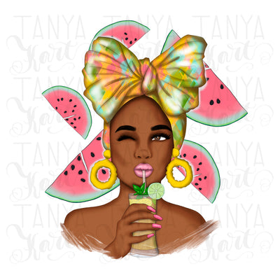 Watermelon Design | Afro Woman | Sublimation Png