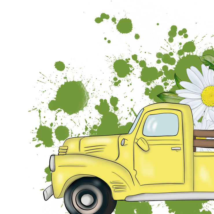 Yellow Truck With Flowers | PNG Sublimation