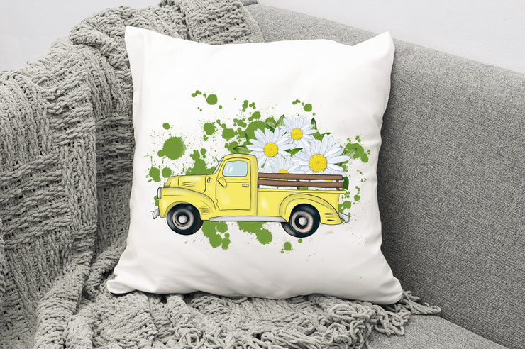 Yellow Truck With Flowers | PNG Sublimation